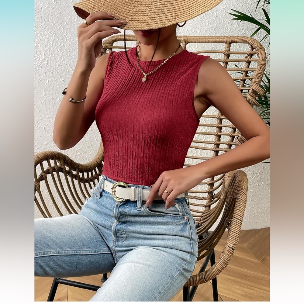 Zeagoo High Neck Tank Top 2024 Casual Ribbed Knit Slim Fitted Basic